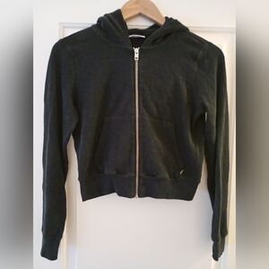 TNA Black Ribbed Zip-Up Cropped Jacket ~Size S